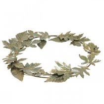Product Decorative ring metal wreath wall decoration leaves brass Ø52cm