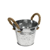 Product Metal bucket with rope handles shiny Ø12cm