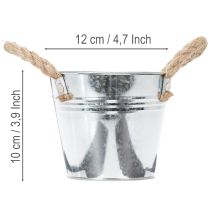 Product Glossy metal bucket with rope handles, Ø12cm