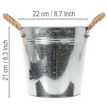 Product Glossy metal bucket with rope handles, Ø22cm