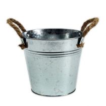 Product Metal bucket with rope handles shiny Ø20cm