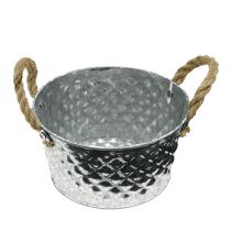 Product Sheet metal bowl with rope handles Ø18cm H10cm
