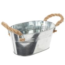 Product Metal bowl with rope handles, silver, 22cm high, 10cm high