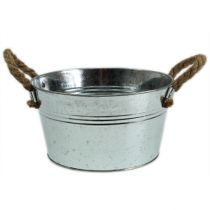 Product Sheet metal bowl with rope handles shiny Ø22cm