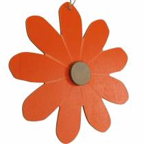 Flower pendants, decorative flowers orange and white, wooden decoration, summer, decorative flowers 8pcs