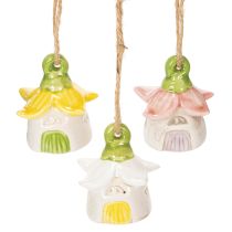 Product Hanging decoration flower ceramic fairy house as decoration for hanging 6cm 6pcs
