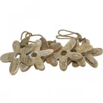 Product Wooden flower with pattern, spring, wooden pendant nature, white H10cm 6pcs