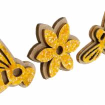 Product Flowers and bees to scatter orange wooden scatter decoration spring 36 pcs