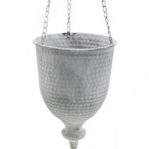 Product Hanging basket Shabby Chic White Ø21cm with hook and chain