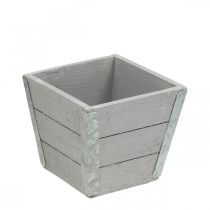 Product Flower box wooden planter shabby chic gray 12.5×14.5×14.5cm