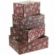 Product Flower box Christmas planter wood red set of 4