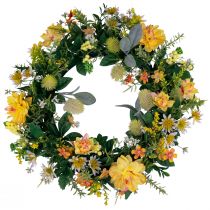 Product Door wreath wall decoration flowers dahlias banksia yellow Ø35cm