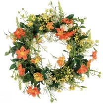 Product Artificial flower wreath anemones orange Ø30cm H9cm