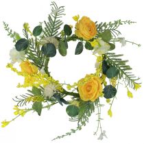 Artificial flower wreath Artificial flower wreath yellow white 42cm