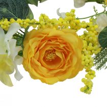 Product Artificial flower wreath Artificial flower wreath yellow white 42cm