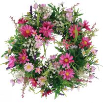 Product Flower wreath artificial door wreath pink purple Ø30cm H10cm