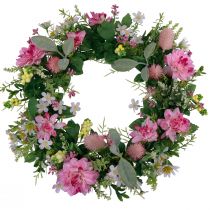 Product Door wreath wall decoration flowers dahlias banksia pink Ø35cm
