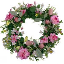 Door wreath wall decoration flowers dahlias banksia pink Ø35cm