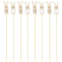 Product Flower Stick Rabbit Wood Natural, Brown, White L32cm 8 pcs