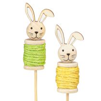 Product Flower Sticks Wood Easter Bunny Green Yellow L32cm 8 Pcs