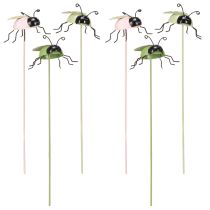 Product Flower stakes ladybug metal green pink 7x4cm 6 pcs