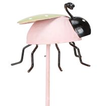Product Flower Stick Ladybug Metal Green Pink 7x4cm 6 Pcs