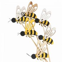 Flower plug bee deco plug wood bee decoration 7cm 12pcs