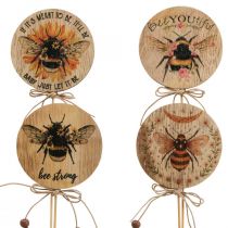 Product Flower plug wooden bee decorative plug with saying 7x27.5cm 12 pieces