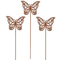 Product Flower plug metal rust butterfly decoration 10×7cm 3pcs
