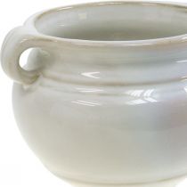 Product Flower pot with handle cachepot ceramic plant pot white Ø10cm