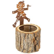 Product Flowerpot wooden planter scarecrow rust H24.5cm