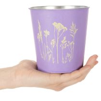 Product Round pastel-colored flower pot with floral motif for houseplants, 12cm, 3 pieces
