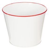 Product White flower pot with red heart, planter, Ø18cm H13.5cm