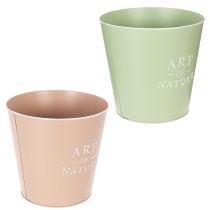 Product Art of Nature Round Decorative Plant Pots Pastel Green and Pink 22cm Set of 2