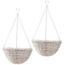 Product Flowerpot hanging straw natural white Ø28cm H15cm 2pcs