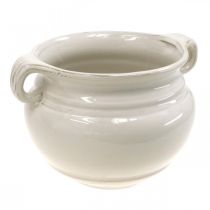 Product Flower Pot with Handle Planter Ceramic Plant Pot White Ø14cm