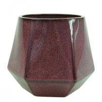 Product Flower Pot Ceramic Planter Red Hexagonal Ø14cm H12cm