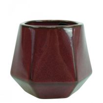 Product Flower Pot Ceramic Planter Red Hexagonal Ø10cm H9cm