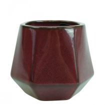 Product Flower Pot Ceramic Planter Red Hexagonal Ø10cm H9cm