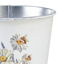 Product Flower pot metal planter white flowers 12.5cm H11.5cm