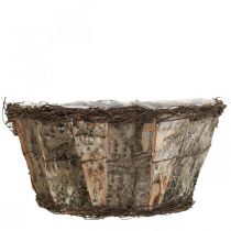 Product Rustic plant pot with birch bark and vines in wood look