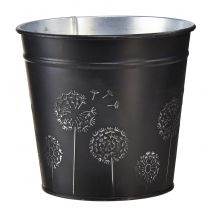Product Flowerpot Black Silver Planter Metal Ø12.5cm H11.5cm