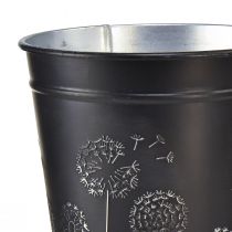 Product Flower pot black silver planter metal Ø12.5cm H11.5cm