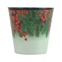 Flower pot Christmas planter bucket Ilex Ø13cm H11.5cm