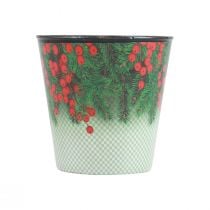 Flower pot Christmas planter bucket Ilex Ø11cm H10.5cm