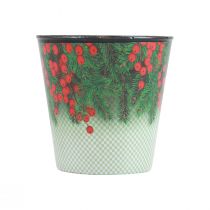 Flower pot Christmas planter bucket Ilex Ø11cm H10.5cm