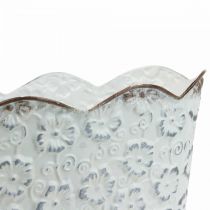 Plant bowl white metal cachepot plant pot 26×14×12.5cm