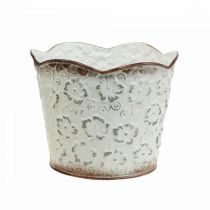 Product Flower pot white metal cachepot plant pot Ø13cm H11.5cm