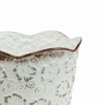 Product Flower pot white metal cachepot plant pot Ø13cm H11.5cm