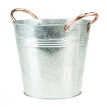 Product Flower pot with handles metal decorative bucket Ø16cm H15cm
